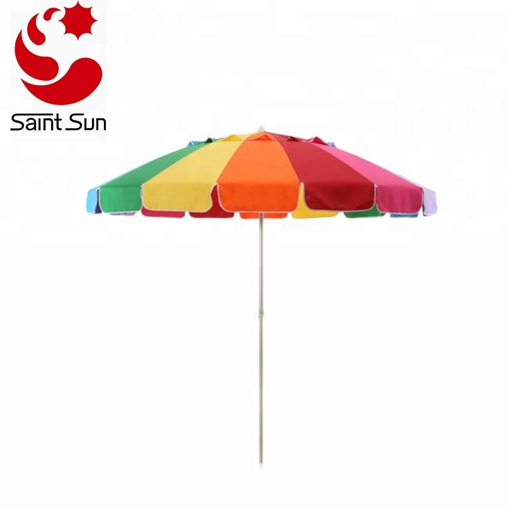 Patio Market Umbrella 8ft Large Height Adjustable Red Fiberglass Pole Uv Protect