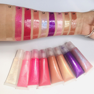 Custom logo 9 color soft tube wholesale glitter lipgloss