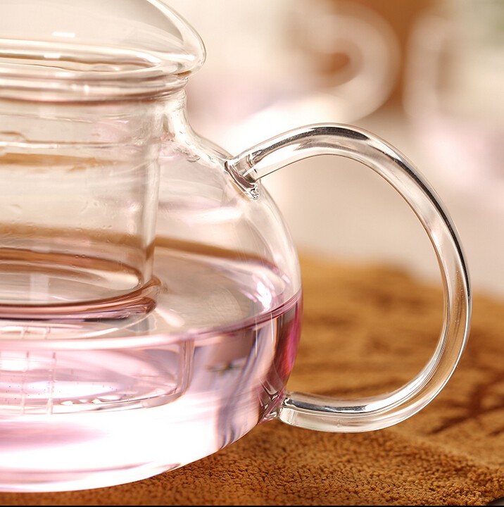 Custom design logo heat resistant glass teapot Borosilicate glass teapot