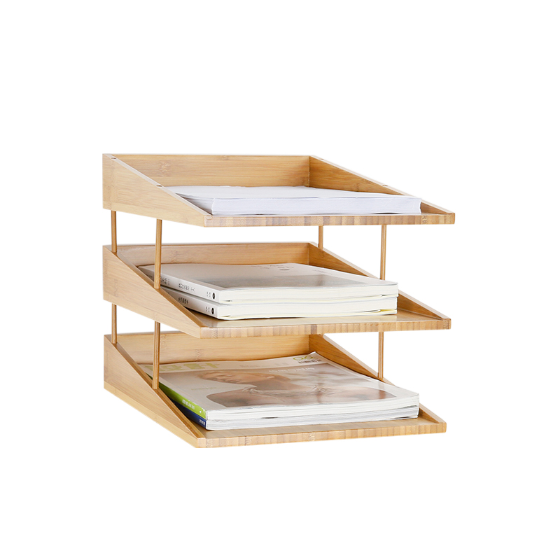 Органическое бамбуковое настольное хранение 3 слоя документ A4 бумага письмо книга файл лоток штабелируемый стеллаж Органайзер держатель сортировщик для офиса