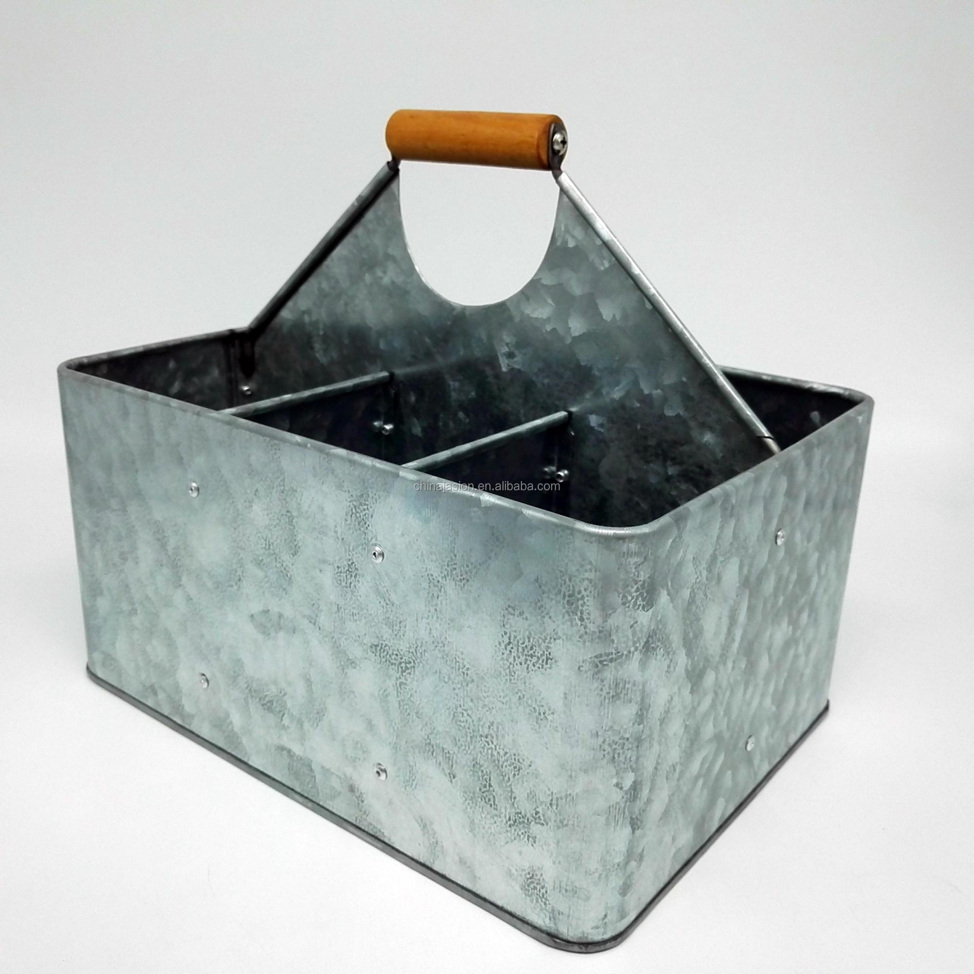 Galvanized steel Tidy organiser compartment Carry-all Tote Tray Tool Storage Beer Caddy