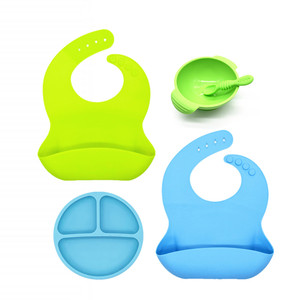 BHD 100% Food Grade Non-toxic Soft-Tip and Flexible Silicone Baby Feeding Set