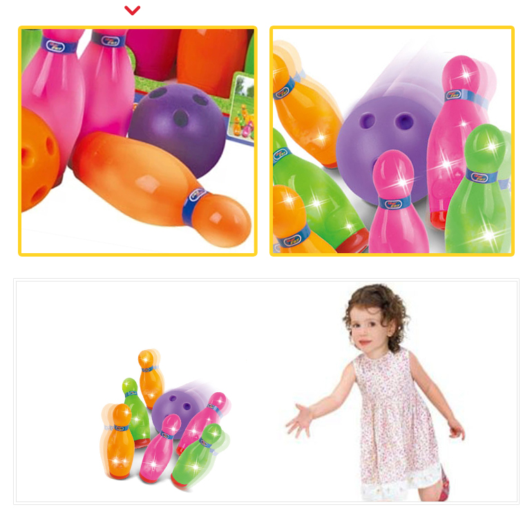 Indoor kids sport game LED plastic set pin bowling set toy