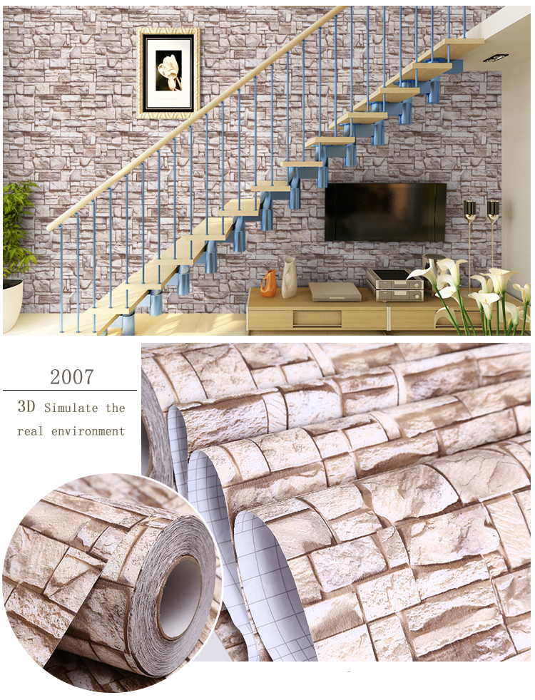 Best quality promotional different color 3d brick wallpaper for home and living room 0.61*10M