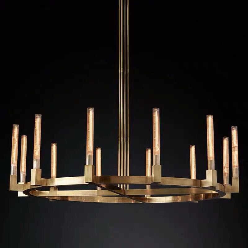 American style brass round chandelier 24''wide customize designer lighting for project