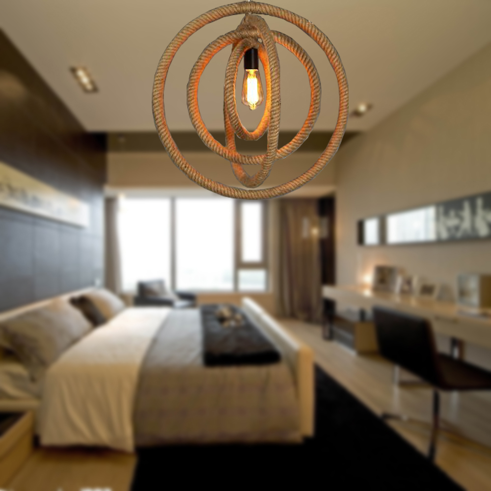 Industrial Ancient jute rope dinning suspended pendant lights lighting