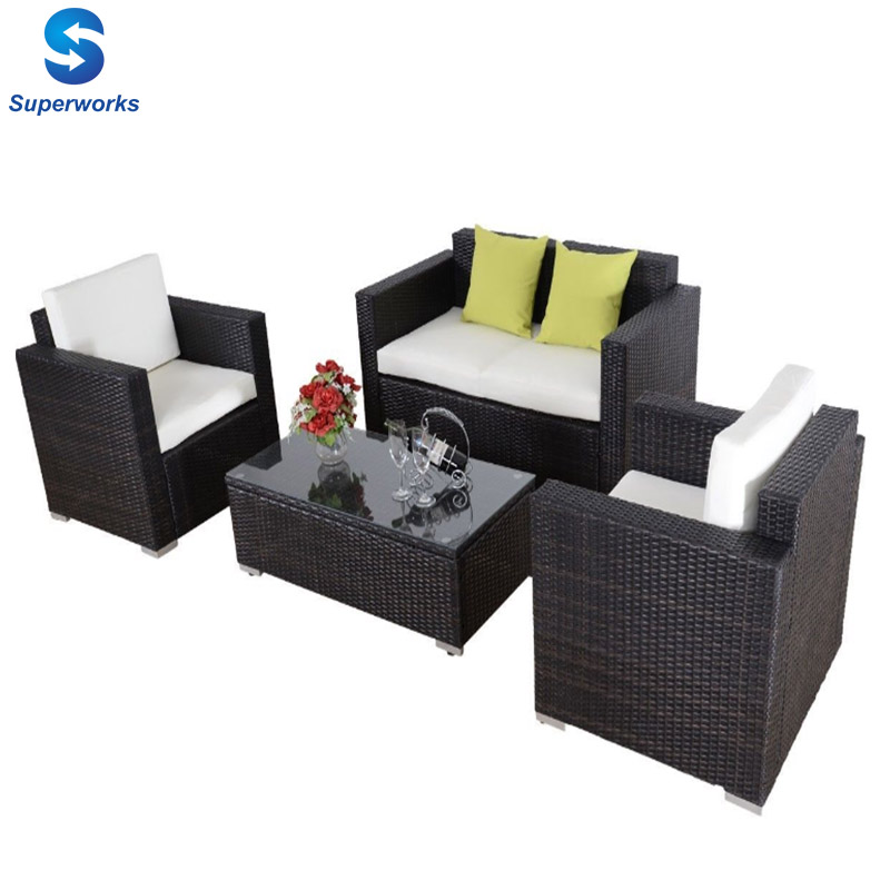 Семейная садовая мебель, обеденный набор, новые современные уличные Ротанговые стулья и стол, деревянный стол