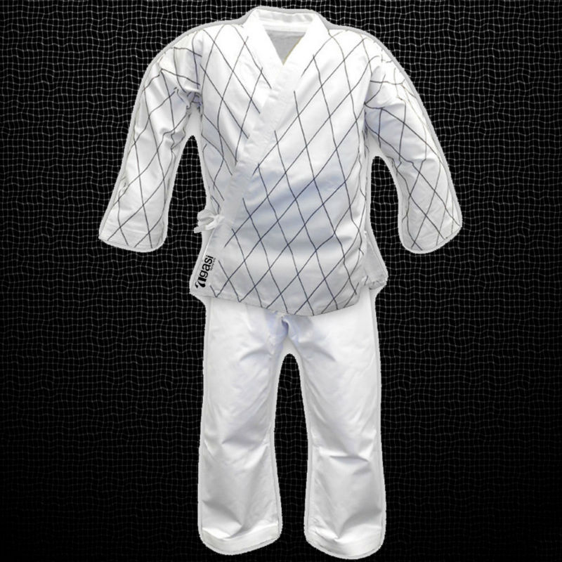 Martial Arts Medium Weight Diamond Stitch Black White Red Hapkido Uniforms Set