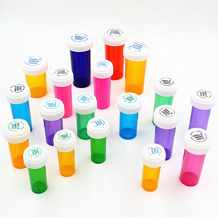 2019 Colorized пластиковый Реверсивный контейнер фармацевтический пакет запах доказательство контейнер с ребенком доказательство банку