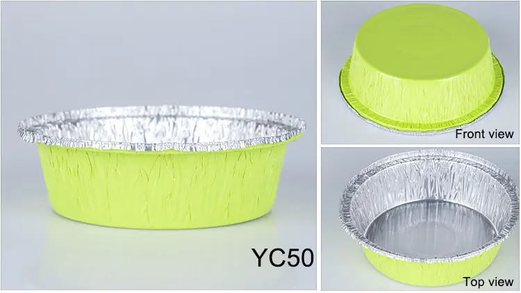 High-end colorful fast food microwave safe household aluminum foil bowl round 555ml kitchen use aluminum foil container