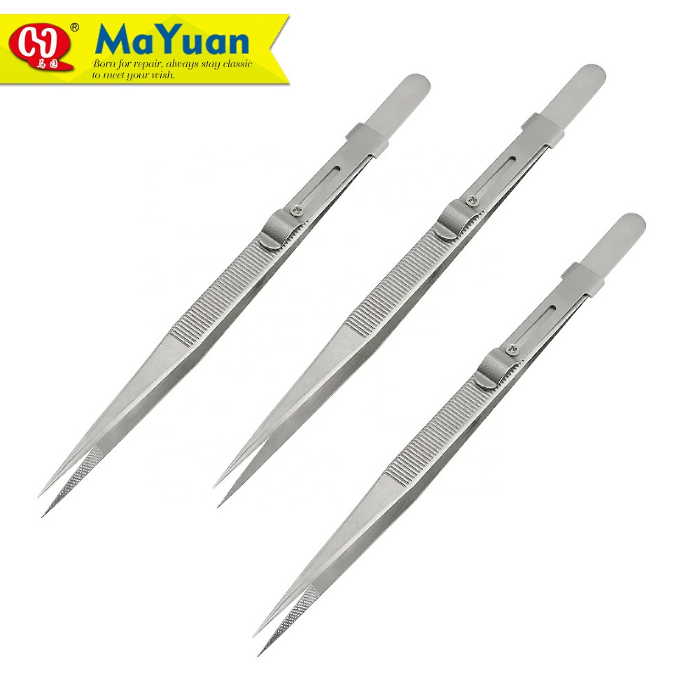 9PCS ESD Tweezers Stainless Steel Anti-static Precision Tweezers Repair Tool RDU