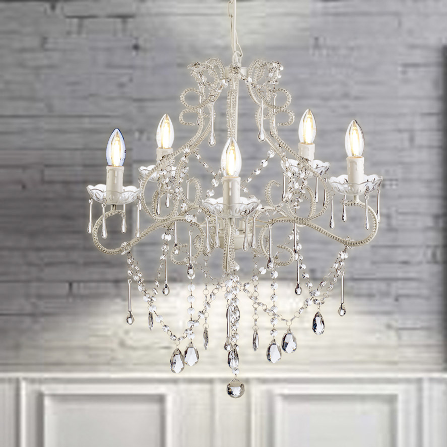 Marie therese 8 light white acrylic crystal chandelier pendant lights
