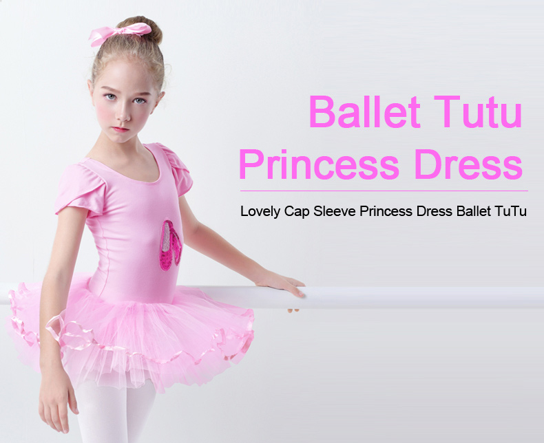 Pretty Sequins Girls Princess Ballet Tutu Dress - Pink Ballet Tutu