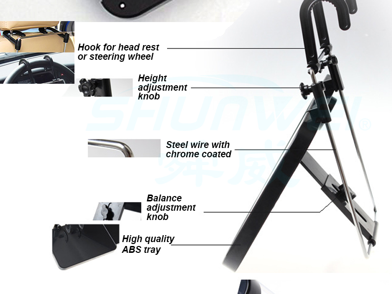 Hot Sale Multi Functional Folded Car Seat Back Steering Wheel Mounted Notebook Laptop Computer Eating Desk Car Table