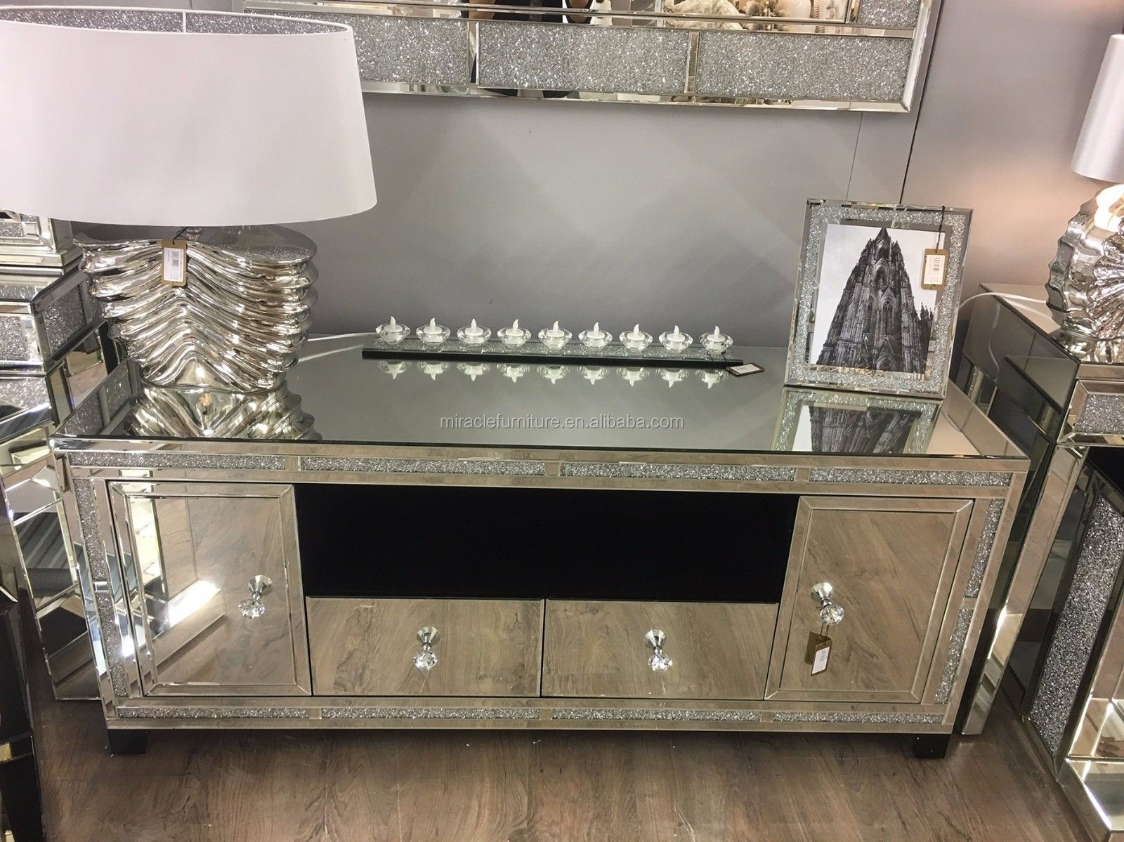 Sparkly Mirrored Console Table for Living Room & Entryway