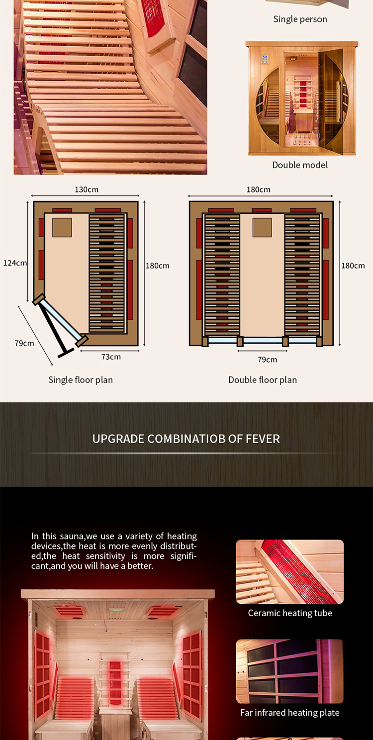 Luxury double lounge far infrared sauna room