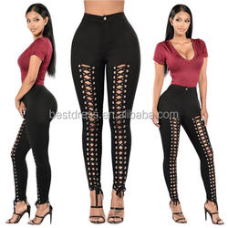 Walson pant womens lace up bandage lápis calças calças de Rayon
