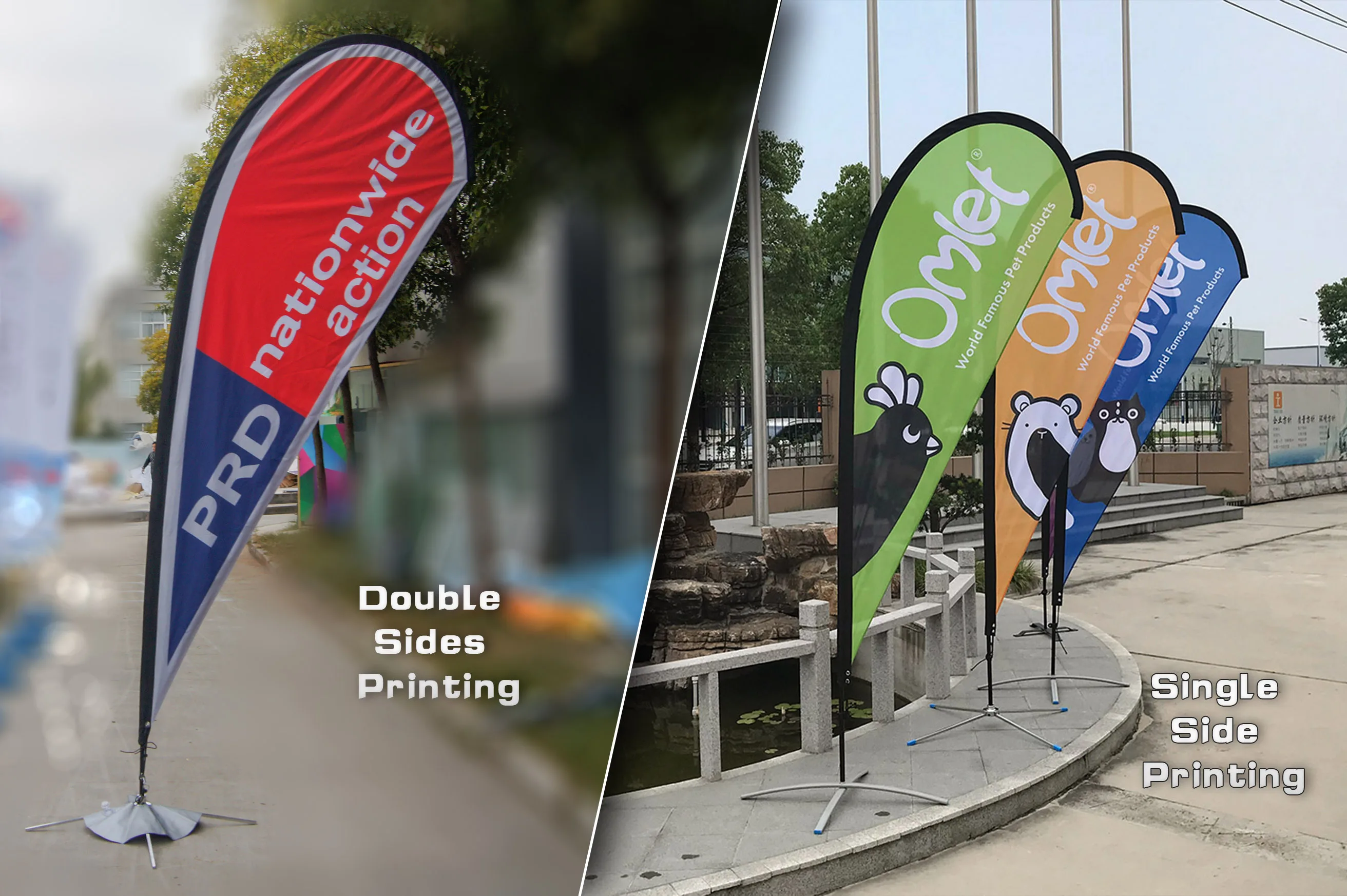 Double Sides advertising flags customized feather flag  Beach Flag Banner Stand