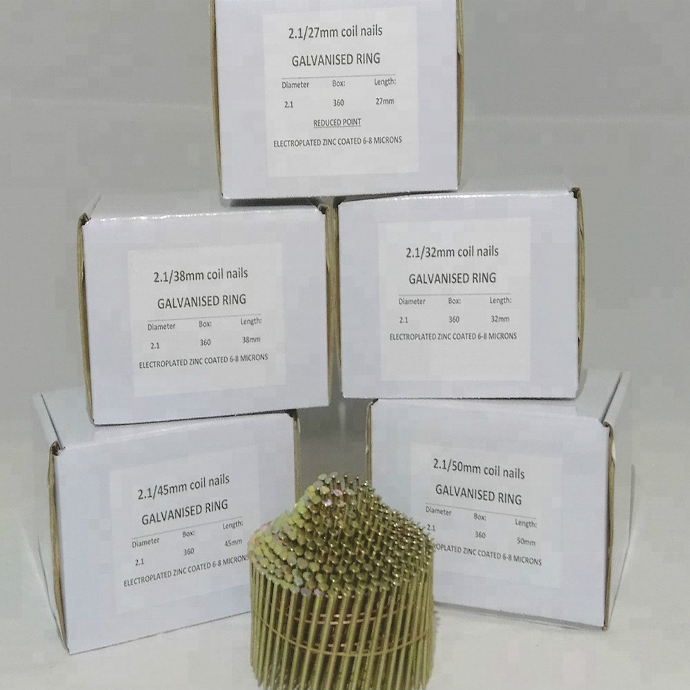 1800 NAILS 2.1 WIRE COLLATED CONICAL COIL NAIL 27MM REDUCED POINT