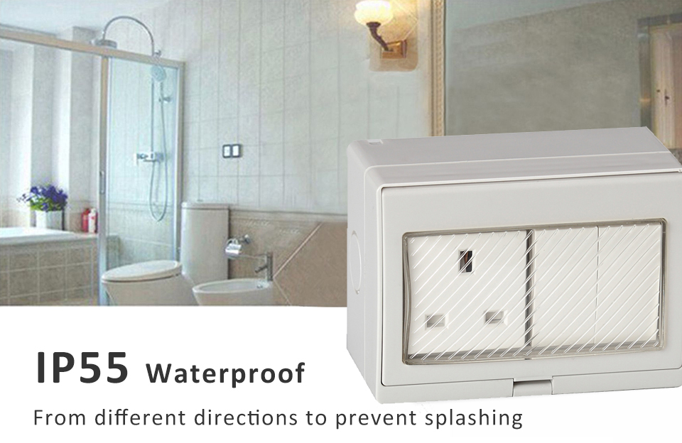 Winston British Type IP55 Waterproof Electrical 2gang Switch 1gang Socket