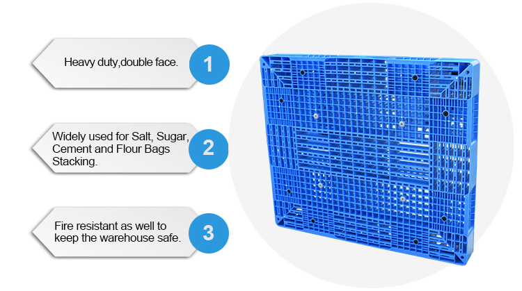 1400*1200*150 double faced plastic pallet for stacking flour