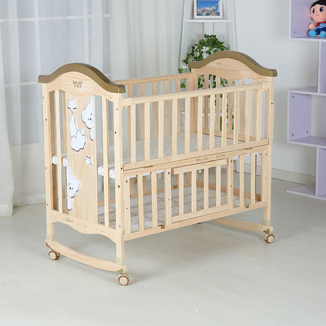 Natural Color Baby Swing Cot Converting From Baby Cribs To Adult