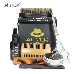 New Arrival 6 Items Set Beard Brush Oil Balm Comb Beard Grooming Kit For Men