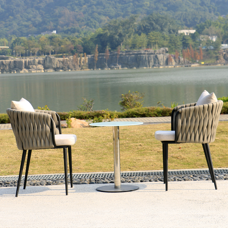 Wrought iron garden table and chair outdoor rattan wicker furniture