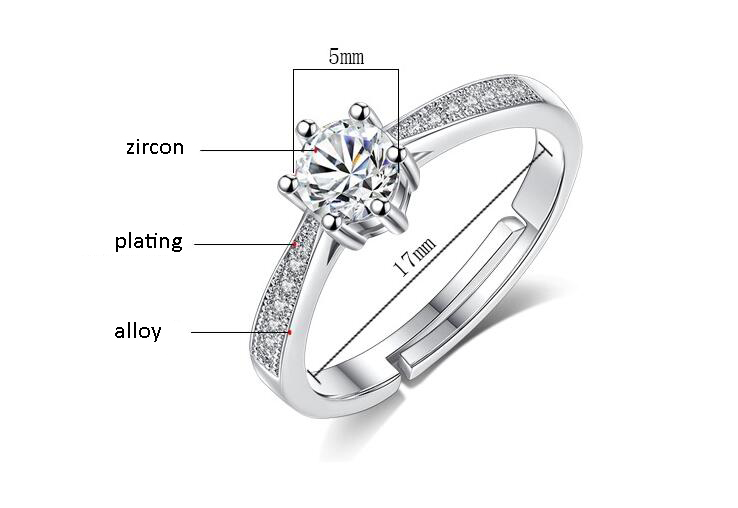 2019 925 sterling silver adjustable ring Jewelry Open Adjust Gemstone Diamond Wedding Ring