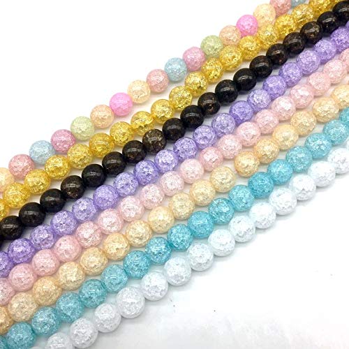 Pandahall 4mm 1500pcs Round Baking Painted Crackle Glass Beads and Glass Pearl Beads 10 Color Assorted Lot for Jewelry Making