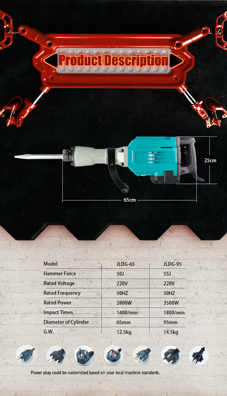 China Manufacturer Ph65A Electric Demolition Hammer Drill Jack Hammer