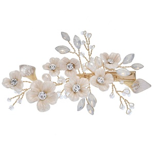 Handmade Delicate Women Hairband Headdress Earring Ceramics Crystal Bridal Hair Vine Pin Crown Wedding Hair Clip Accessories