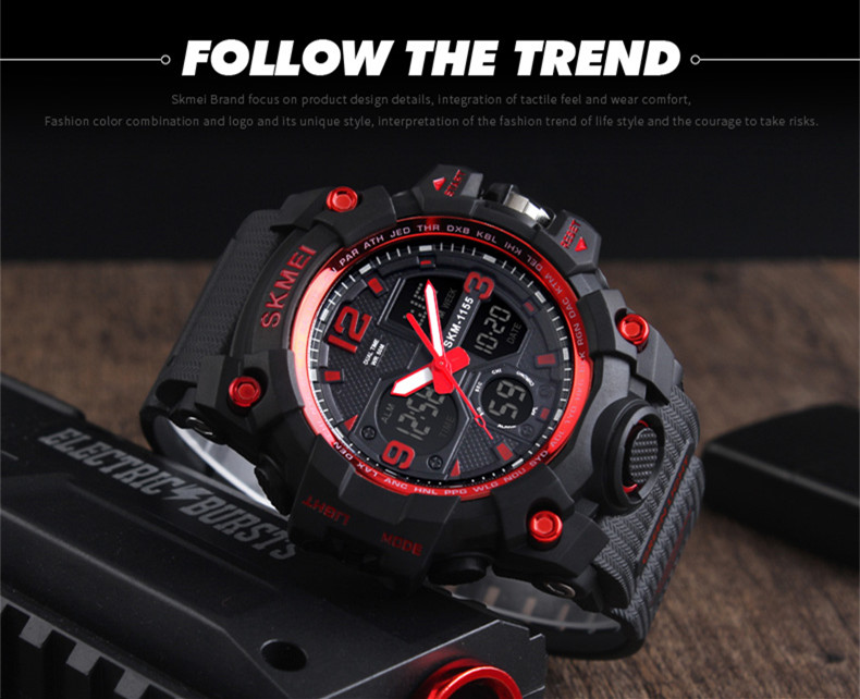 hot selling SKMEI 1155B dual time sport watch analog digital watches for men