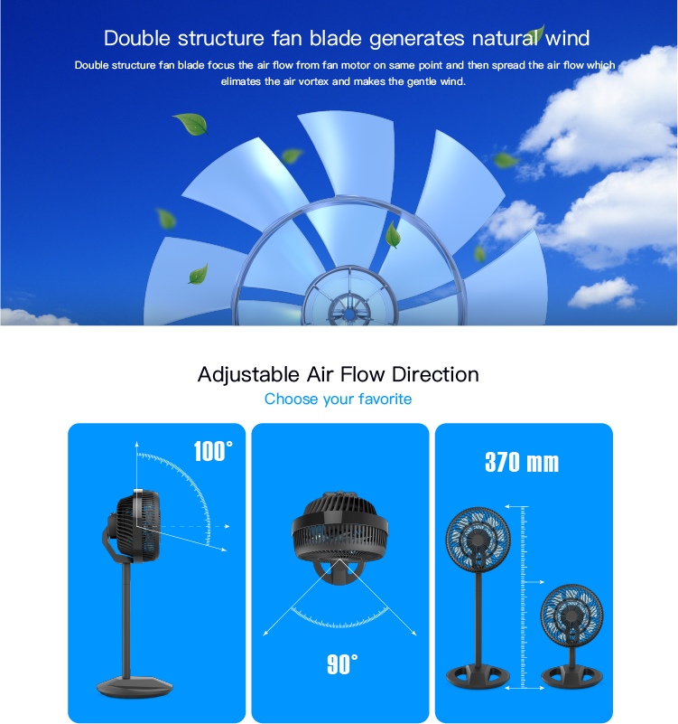 24v dc brushless adjustable height circulation stand fan