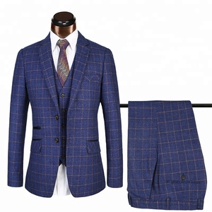 Latest Design Tweed Slim Fit 3 Piece Checked Coat Pant Men Suit Tweed Suit For Men