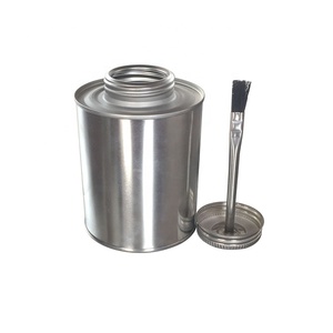 16oz PVC glue screw top tin can with brush cap