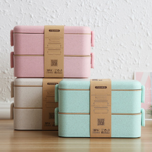 BPA 무료 환경 보호 밀짚 Leakproof 상자 컨테이너 Leakproof 밀짚 섬유 도시락 상자