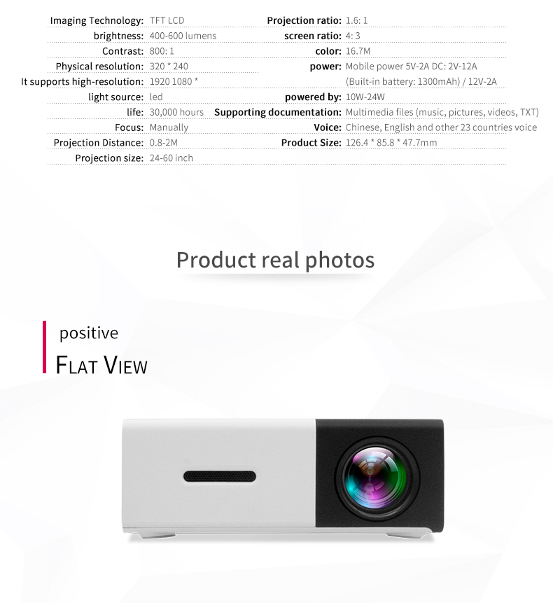 Chinese LCD Mobile Phone Projector Mini 3D Video Projector for Android