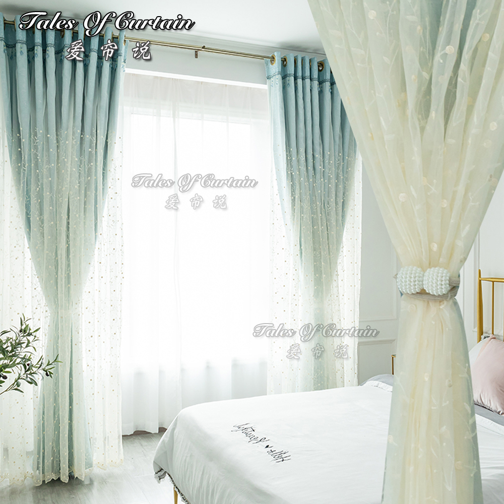 Window curtain for romantic home embroidery and finished curtain fabric