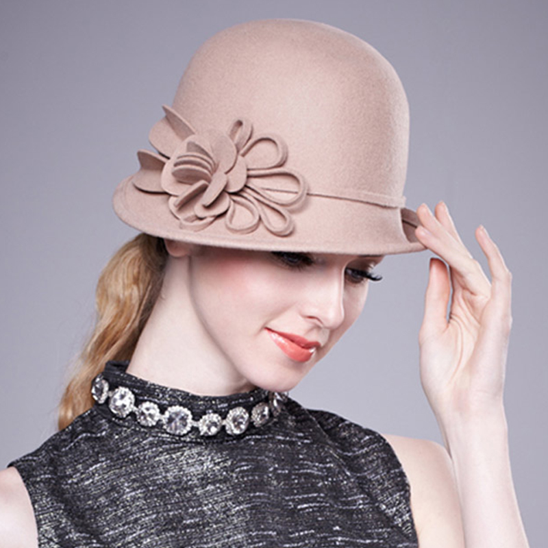 Оптовая продажа, модная винтажная шляпа-котелок из шерсти и фетра разных цветов для женщин