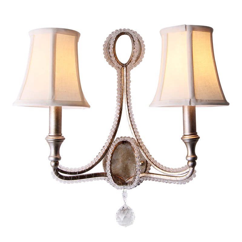 2 Heads Wall Sconce Retro Vintage Rustic Beaded crystal antique wall lamp