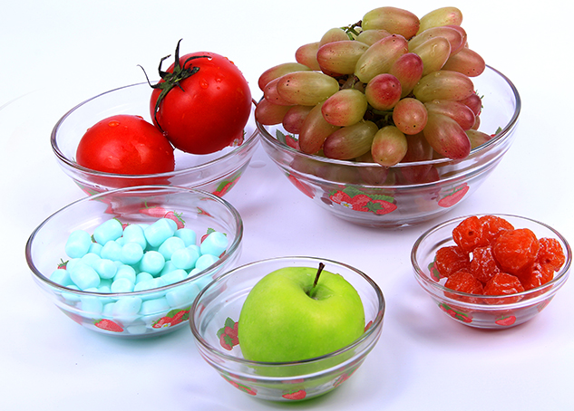 Fruit salad 5 pieces glass mixing bowl set With PET lid