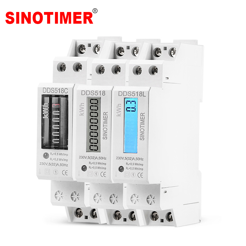 barra DIN de una sola fase Medidor KWH de una sola fase medidor de vatios consumo de energ/ía el/éctrico pantalla digital LCD retroiluminada de 5 a 100 A