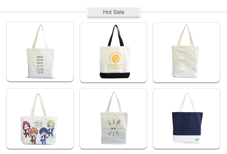 Cheap Shopping Natural Canvas Tote Bag With Colors Logo Printed