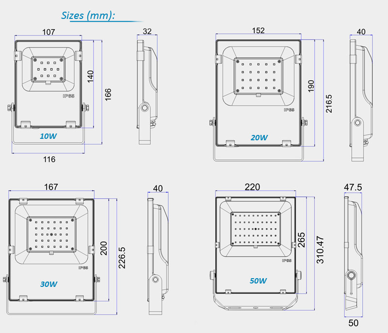 DHL Free shipping Led Flood Light Outdoor Spotlight Floodlight 10W 20W 30W 50W Wall Washer Lamp Reflector IP65 Waterproof