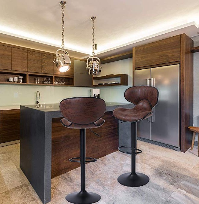 Регулируемые вращающиеся барные стулья с подставкой, стойка для паба, кухни, коричневые барные стулья