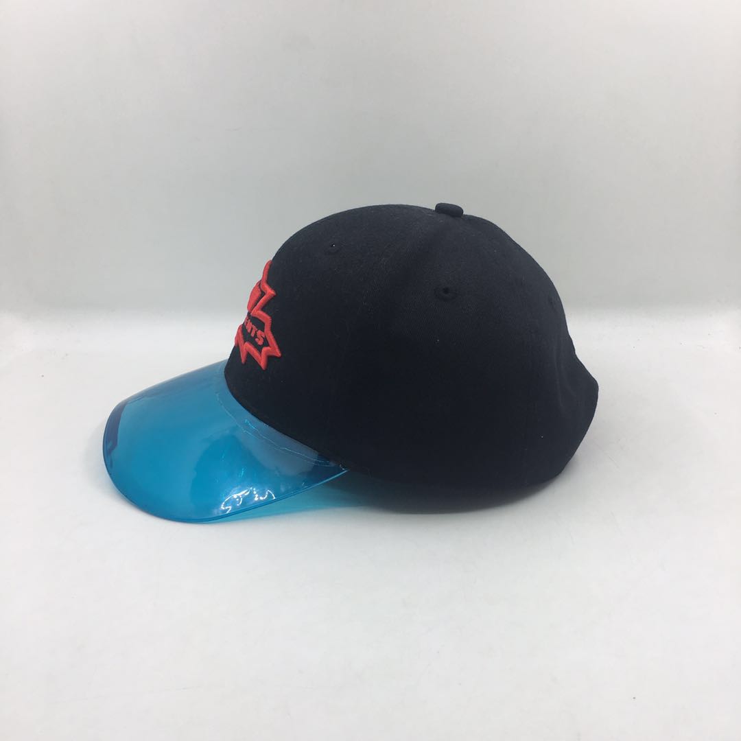 Blue Transparent PVC Brim Baseball Mesh Cap 5 Panel Mesh Trucker Cap
