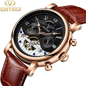KINYUED Custom Logo Original Luxury Brand Self Winding Automatic Mechanical Tourbillon Watch for Men