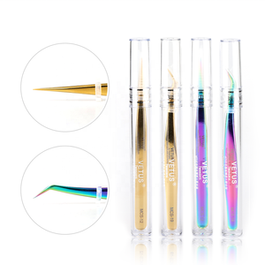 Wholesale Beauty Russian Private Label Volume Extension Pointed Gold Rose Lashes Eyelash Tweezers