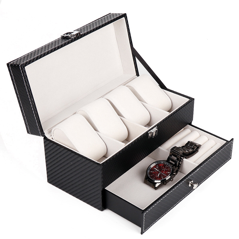 Wholesale Double Layer Black PU Jewelry Watch  Storage Box